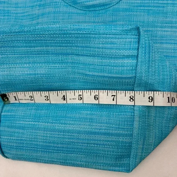 Escada Island Kiss Beach Bag Tote Light Blue Woven Two Handles - Picture 7 of 8